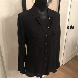 Aritzia babaton black silk blouse M